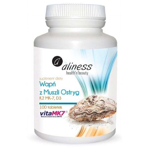 Calcium Oyster Shell with K2 MK-7 and D3 100 Tablets Aliness