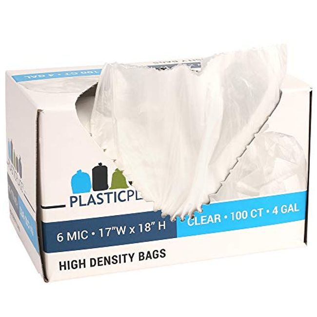 Clear 2 Gallon Trash Bag (100 Pack) Un-Scented Small Garbage Bags