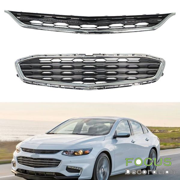 84159846 Front Upper&Lower Grill Grille Black&Chrome For 2016-2018 Chevy Malibu