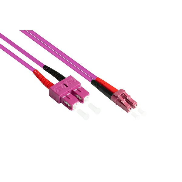 Good Connections LWL Duplex Patch Cable LC to SC Multimode 50/125 Inch Fibre Optic orange OM4 - Violett/Pink 3 m