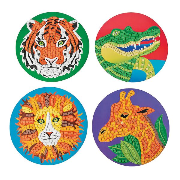 Fun Express Extreme Safari Mosaic Kit - VBS Vacation Bible School Supplies/Decor - Educational and Learning Activities for Kids - 4 Pieces