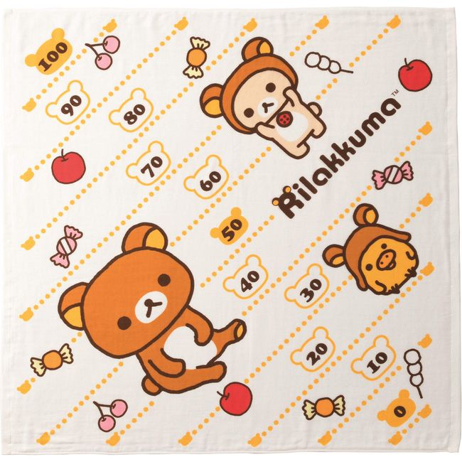 Marushin 6405008600 Rilakkuma Towel, 35.4 x 35.4 inches (90 x 90 cm), 100% Cotton, Gauze & Pile