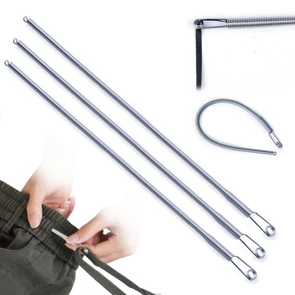 3Pcs Spring Drawstring Threader Tool Rope Threader Clip Quick & Easy Draw String Threader Puller Tool Simple Needle Threader Drawstring Replacement Tool for Hoodies Pants Jackets