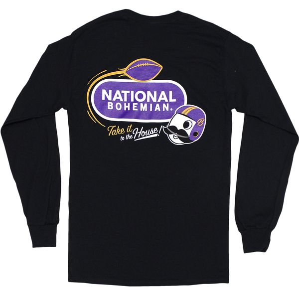 National Bohemian Football (Black) / Long Sleeve Shirt - 3X-Large / Black