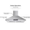 30inch Wall Mount Range Hood 700CFM Touch Control LED Stainless Steel 3-speed