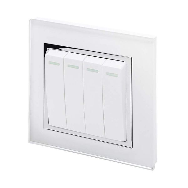 Retrotouch Crystal Quad Light Switch, White Chrome Trim, 2-Way, 10AX