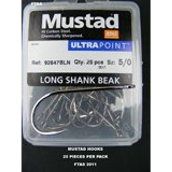 mustad 92647bln long shank beaked hook 4/0