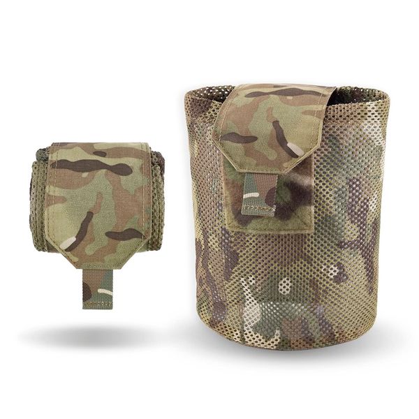 PETAC GEAR Dump Pouch,Molle Drawstring Mag Pouches,Roll Up Foldable Tactical Recovery Tool Pack,EDC Drop Net Storage Bag (MC)