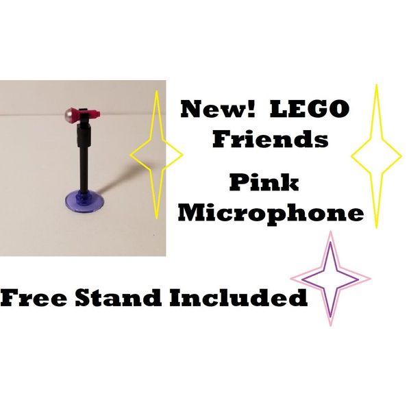 LEGO Minifigure Karaoke Microphone PINK Purple Stand Included Pop Star Singer