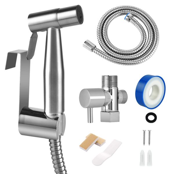 Bidet Sprayer for Toilet, Hand held Stainless Steel Toilet Bidet Sprayer Kit with Hose, Easy Install Bidet Attachment for Toilet, Bidet Sprayer for Personal Hygiene, Toilet Clean, Baby Diaper Cloth