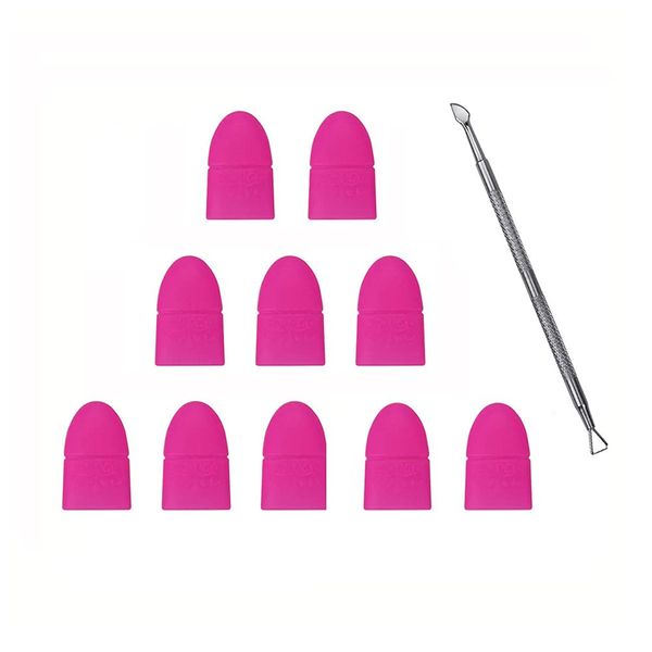 ATOMUS 10Pcs/Set Nail Art Soak Off Clip Cap Silicone UV Gel Polish Remover Wrap Nail Cuticle Pusher Manicure Cleaning Varnish Tool Reuseable