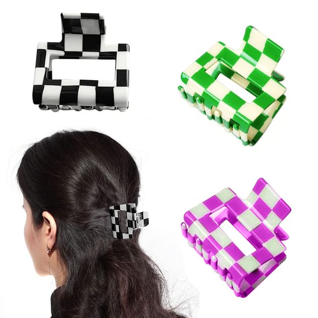 Fezf Haarklammern, 3 Stück Haarspangen Damen, Klaue Clips,Haarklammer Klein Eckig, rutschfeststarke Haarspangen, Haarschmuck für Frauen und Mädchen