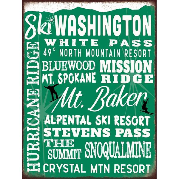 Ski Washington Metal Sign