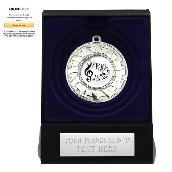 Personalised Musical Notes Medal In A Box (A Silver Medal)