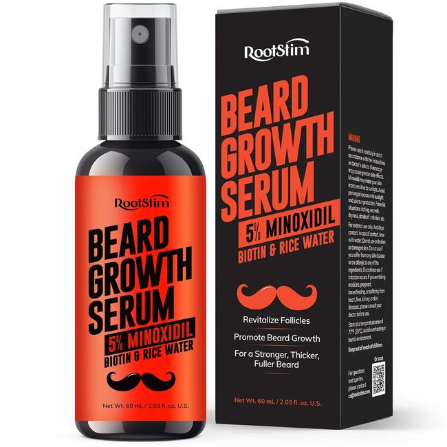 Minoxidil Beard Growth Serum for Men: 5% Minoxidil Hair Regrowth Spray with Biot