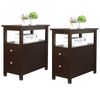 2PCS End Table with 2 Drawer and Shelf Narrow Nightstand for Living Room
