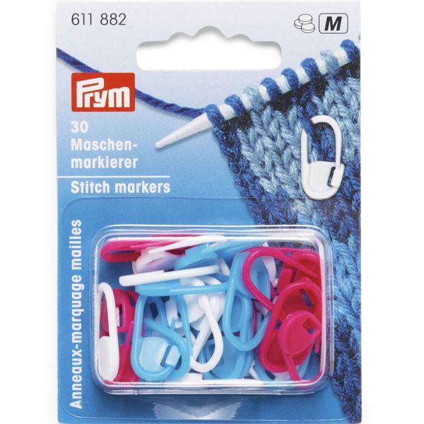 Prym Stitch Markers, Pink and Blue, One Size