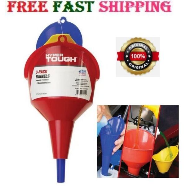 Hyper Tough Super Funnel Trio, Multi Purpose Plastic Funnel Set - Free Shipping!