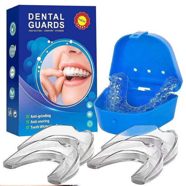 JYTDBCS Mouth Guard for Teeth Grinding, 4 Pack Sleep Mouth Guard, Anti Grinding Mouth Guard for Sleeping at Night, Reusable Mouth Guards Grinding Teeth to Prevent Bruxism, White