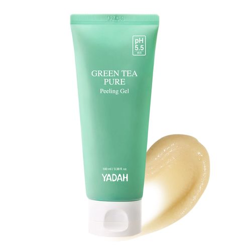 YADAH Green Tea Pure Peeling Gel, 3.4 Fl Oz - pH Balanced Exfoliating Gel with Natural Cellulose for Smooth, Resurface and Even Skin for Moisture Balance