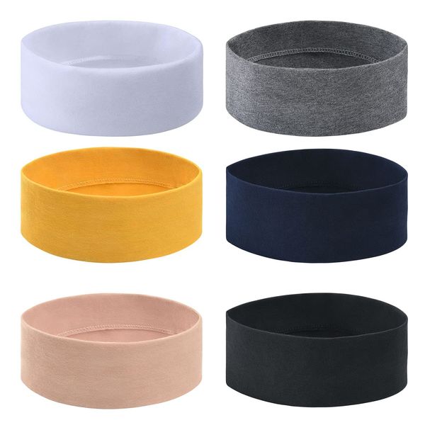 URAQT Haarband Damen,6 Stück Stirnbänder Einfarbig, Haarreifen Headwrap Turban, Elastische Headbands Bandana Vintage für Alltag Yoga Sport