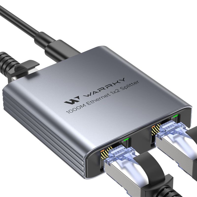 WARRKY Ethernet Splitter 1 to 2, 1000Mbps High Speed LAN Splitter, [0 ...