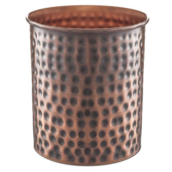 Monarch Abode 19677 Metal Hand Hammered Caddy, Kitchen Interior Organizer for Utensils, Crock for Cooking Utensils, Multipurpose, Large Utensil Holder, Antique Copper Finish