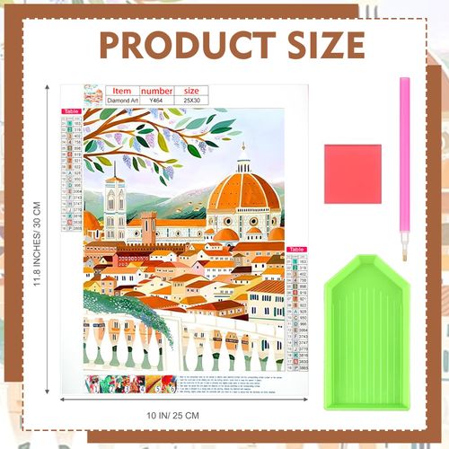 Yeaqee 4 Pcs Diamond Art Kits DIY Painting for Adult Aesthetic Wall Diamond Crafts Aesthetic Room Decor Cute Painting Pictures 5d Craft Wall Decor for Home 10 x 11.8''(Scenery)