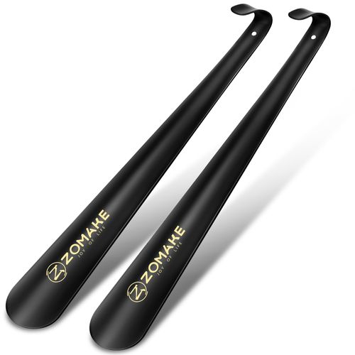 ZOMAKE 16.5 Inch Shoe Horn Long Handle for Seniors, Men, Women, 2Pcs Extra Long Metal Shoehorn for Boots