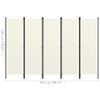 CHARMMA 5-Panel Room Divider Cream White 98.4"x70.9"-4.47KG
