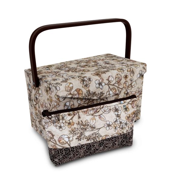 Dritz Sewing Basket RECTGL Beige, Medium, Neautral Floral