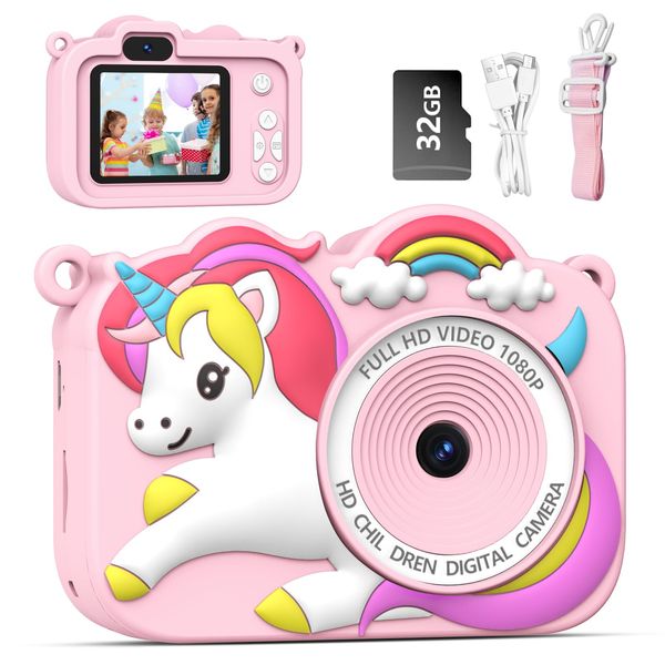 Kids Camera,Hehotoy Digital Camera Toy for Ages 3-10 Boys Girls Children,1080P HD Video Selfie Camera,Christmas Birthday Present for Girls Boys Age 3 4 5 6 7 8 9 10