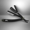 BRV MEN Professional GERMAN Steel Straight Edge Barber Razor - 100 Lord Platinum Single Edge Razor Blades - 100% German Stainless Steel Shavette - Shaving Knife For Men and Women - Black
