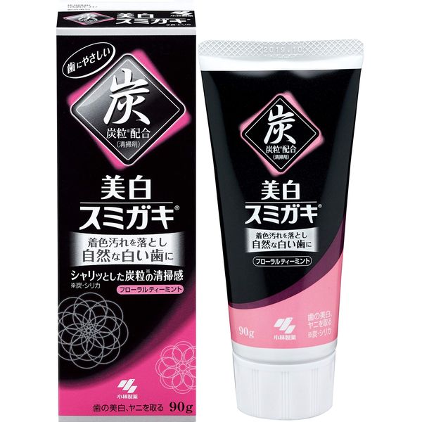 Whitening Smigaki Charcoal Grain (Charcoal and Silica) Toothpaste Whitening Toothpaste, Floral Tea Mint Scent, 3.2 oz (90 g) x 4 Packs