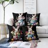 4 Piece Black Easter Celebration Decorative Pillow Cover Home Decor