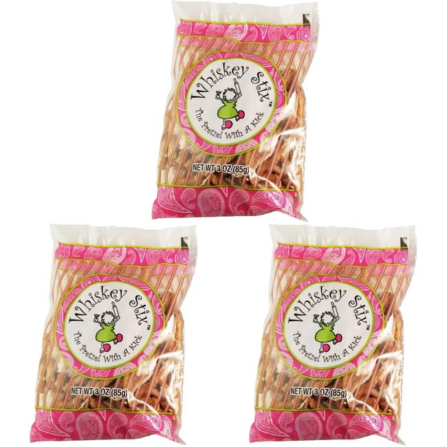 Whiskey Stix Gourmet Pretzels (3 Pack) - Sweet, Spicy, and Buttery Snack, Unique Gift, Versatile Snack, Tantilizing Taste