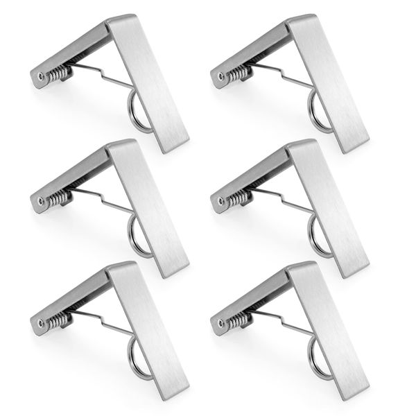 ProTensils 6 Pack Spring Tablecloth Clips Stainless Steel for Picnics, Outdoor Tables up 2.3" or 5.8cm table thickness