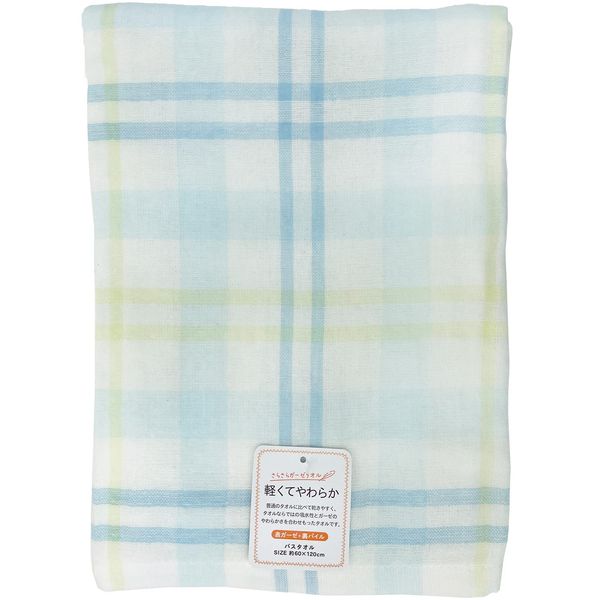 Hayashi BC449111 Bath Towel, Blue, Approx. 23.6 x 47.2 inches (60 x 120 cm), Soda Check