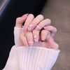 24pcs Nail Tips Nude Powder Butterfly Decoration Small Floral Pattern for Wedding, Party, Holiday, Dating, Prom, Daily Life