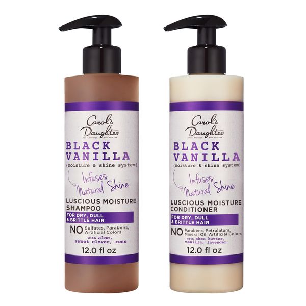 Carol's Daughter Black Vanilla Moisture & Shine Shampoo and Conditioner Set For Dry Hair and Dull Hair, Sulfate Free Shampoo and Hydrating Hair Conditioner (Packaging May Vary)