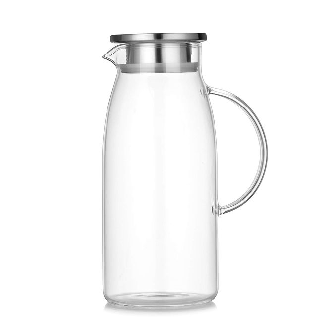 60 Ounces Glass Pitcher with Lid, Hot/Cold Water Jug, Juice and Iced Tea  Beverage Carafe 60 Ounces 