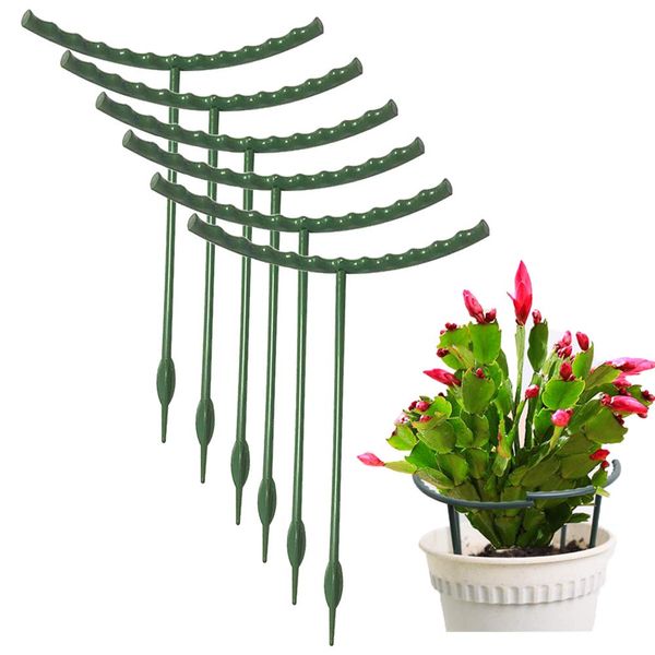 10 Pack Plant Support Plant Stakes, Metal Half Round Plant Support Ring Plastic Plant Cage Holder Flower Pot Climbing Trellis for Small Plant Flower Vegetable,Indoor Leafy Plants(5.7 x 5.9inch)