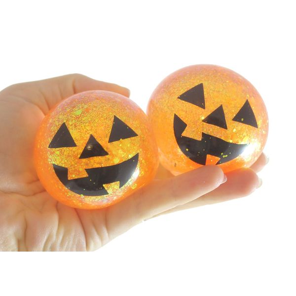 Set of 2 Jack o Lantern Pumpkin Sugar Ball - Thick Glue/Gel Stretch Ball - Molasses Syrup Ultra Squishy and Moldable Slow Rise Relaxing Sensory Fidget Stress Toy Halloween