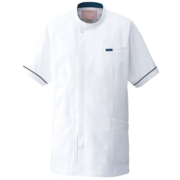 Folk 1014CR Men's White Coat Medical Top, multicolor (white / navy)