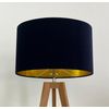 Navy Blue Velvet Brushed Gold Oval Lampshade