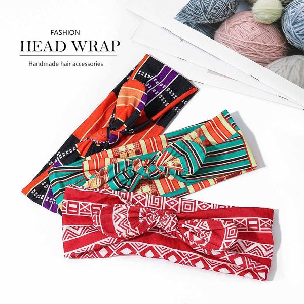 Fashband Boho Bow Headbands Elastic Knot Headwraps Red Flower Print Hair Bands Rabbit Ear Hair Accessories for Women and Girls (Pack of 3)