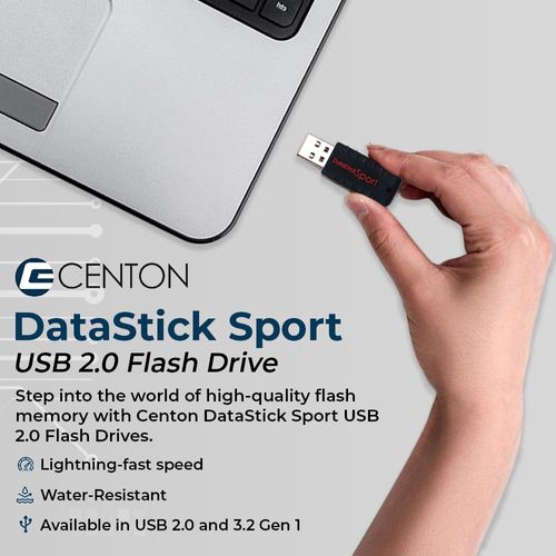 Water Resistant 32GB DataStick Sport by Centon, 10 Pack, USB 2.0 Flash Drive Memory Stick for Storage and Backup