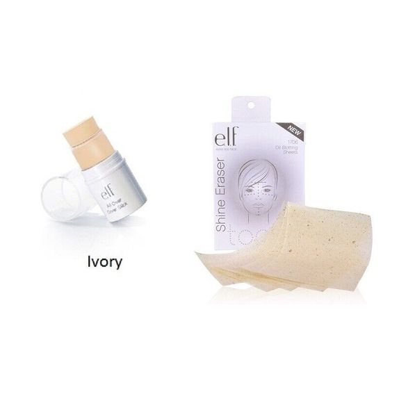 e.l.f. Cover Stick - IVORY w/Essential Shine Eraser 50 Sheets NEW Free S&H