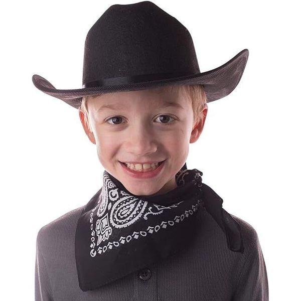 Jr Black Cowboy Hat with Bandana Kids Child Hat