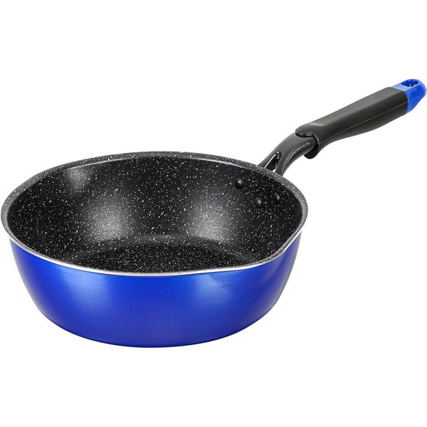 Wahei Freiz Neo RB-2153 Mega Fukka Deep Frying Pan, 9.4 inches (24 cm), Blue, Induction Heat/Gas Compatible, Handle Like a Pot, Bake, Boil, Simmer, Fry